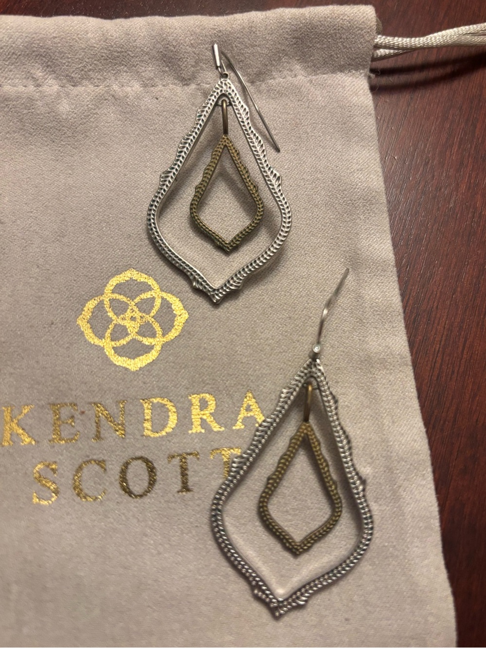 Kendra Scott Two-Tone Teardrop Dangle Earrings in Silver & Gold